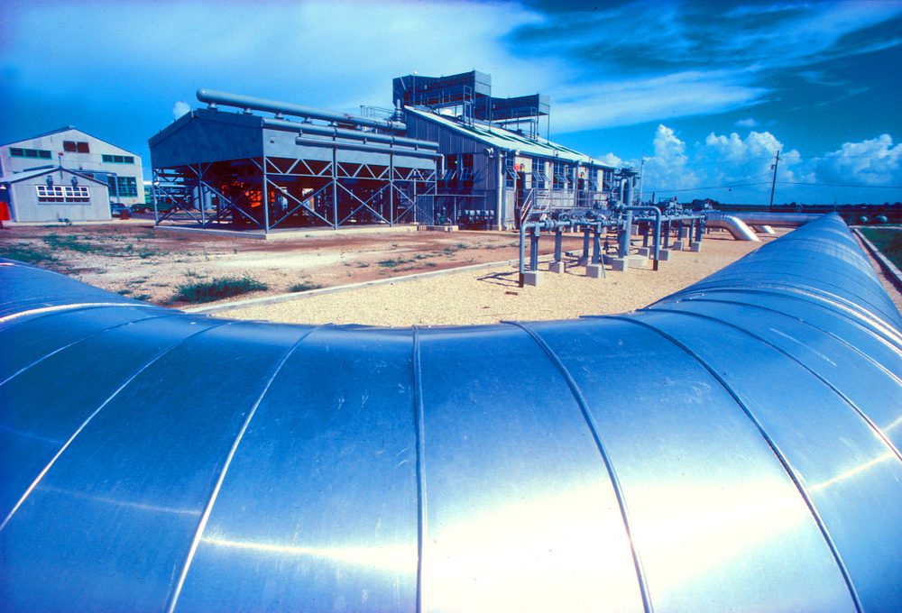 Pipeline under construction alongside a facility